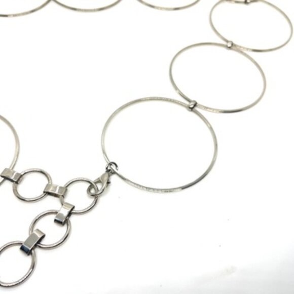 Y2K LARGE LINK CIRCLE BELT SILVER METAL 30"–34" STATEMENT CHAIN VINTAGE HOOPS - Picture 9 of 10